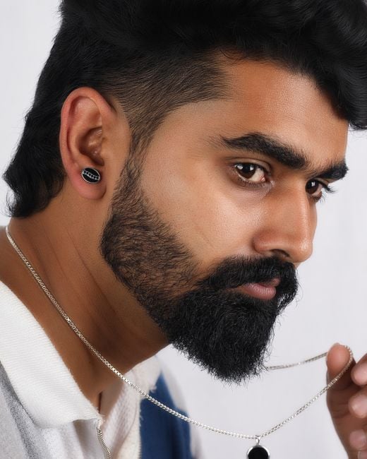 The Jewelz Black Oval Spinel & Enamel Stud Earrings for men
