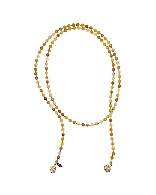 Farra Metallic Jade With Rhinestones Open Ended Necklace