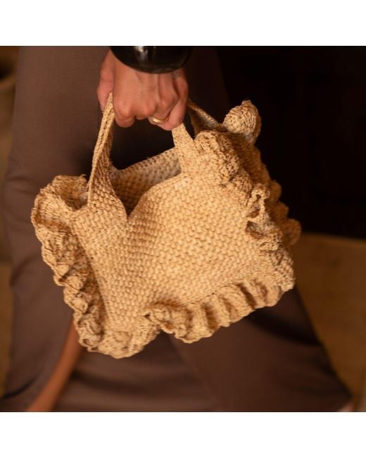 Zanatany Concepts Metallic Floute Raffia Bag