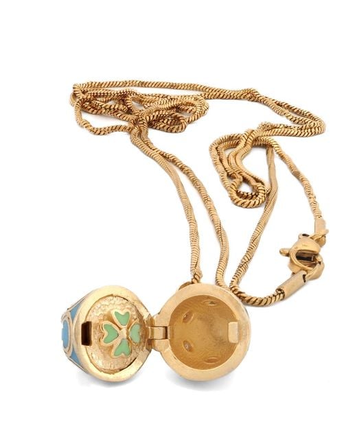 Ebru Jewelry Metallic Lucky Clover Enamel Egg Necklace
