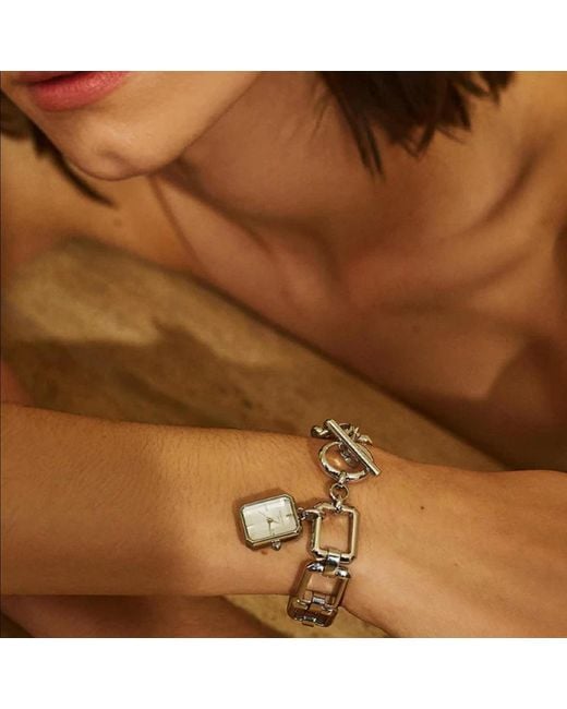 ROSEFIELD Metallic Octagon Studio Steel Octagonal Linked Bracelet Watch