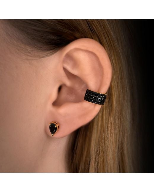 SALLY SKOUFIS Black Destiny Ear Cuff With Made Cz Diamond Stimulant