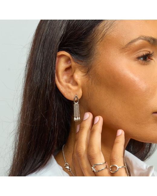 Lucy Quartermaine White Solid Sterling Petal Chandelier Earrings