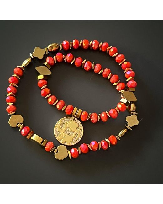 Ebru Jewelry Red Lucky Symbol Bracelet