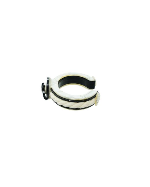 Gissa Bicalho Black Acrylic Handmade Bracelet Coral And Pearl Cord