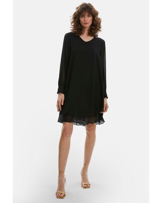 James Lakeland Black Long Sleeve Wave Hem Dress