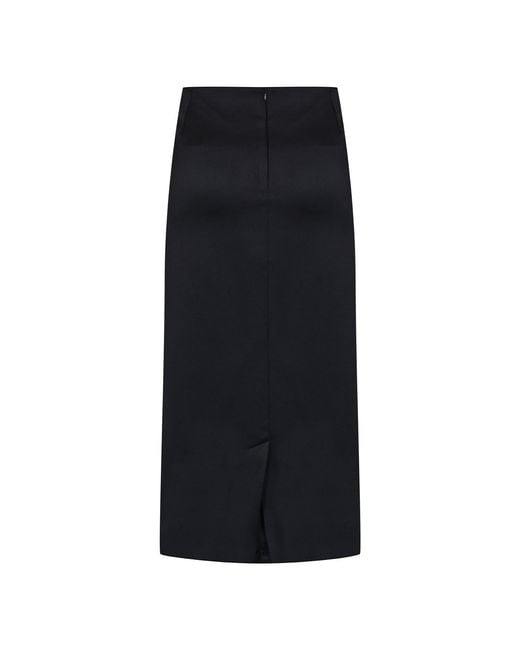Malo Black Satin Midi Pencil Skirt