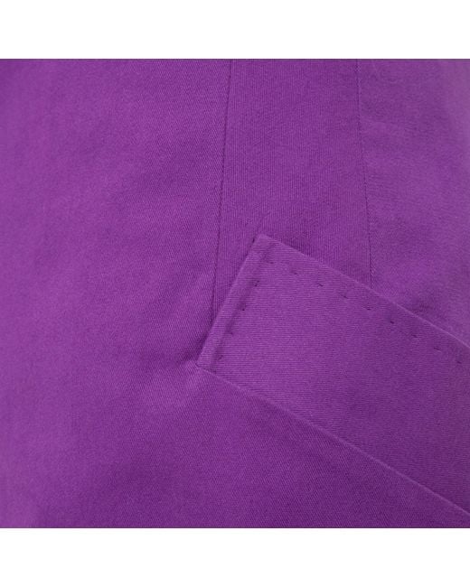 Femponiq Purple Asymmetric Lapel Tailored Cotton Dress