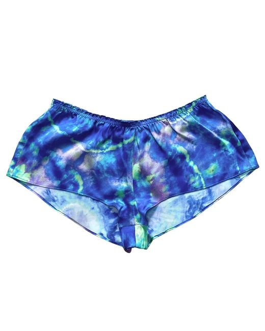 Roy G. Blue Aura Geode Tie Dye Silk Flutter Shorts