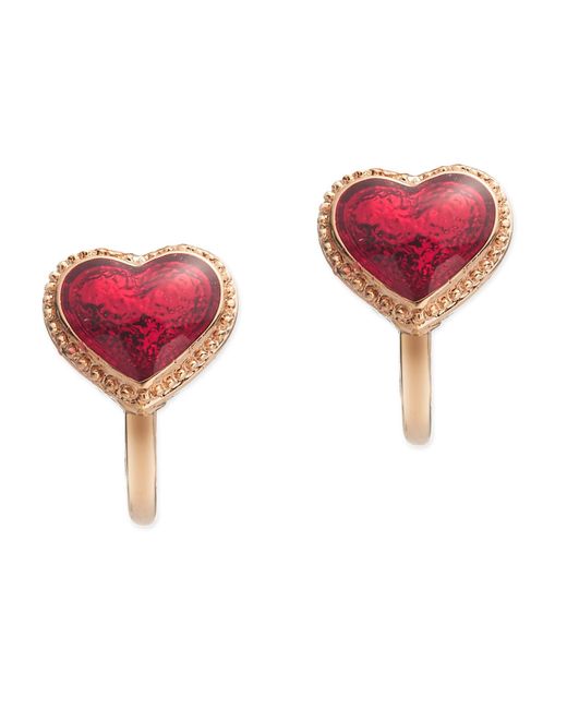 Grosse Pink Enamel Heart Clip On Earrings, Series Pop Heart