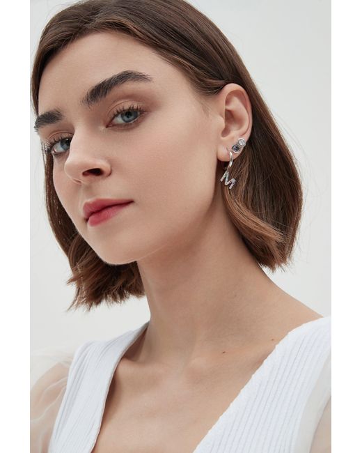 Classicharms Metallic Aurora Bezel Set White Clear Solitaire Stud Earrings