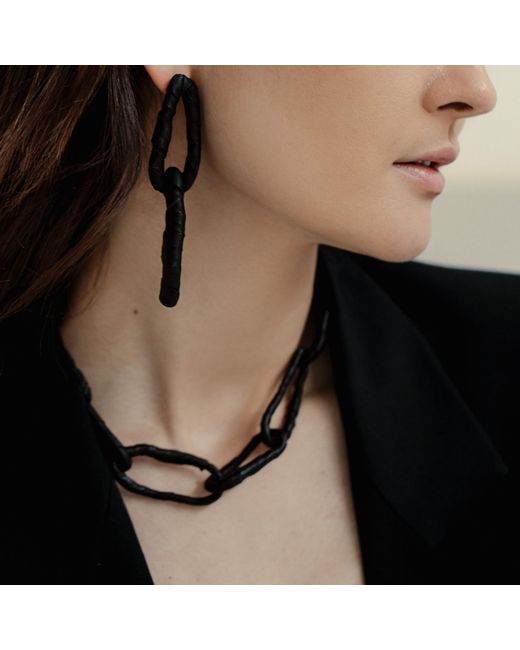 WAIWAI Black Link Leather Necklace