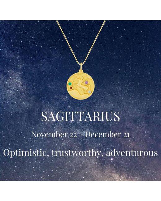 Azura Jewelry New York Metallic Sagittarius Zodiac Mantra Necklace Vermeil
