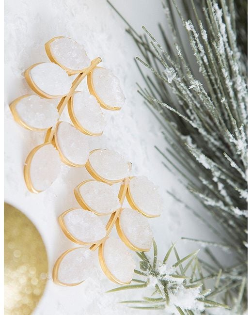 Lavani Jewels Metallic White Lavani Leaf Earrings