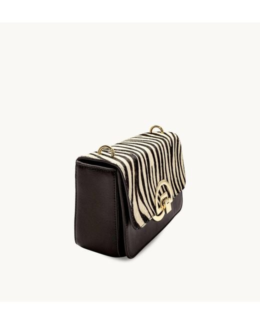 Apatchy London Black The Tilly Zebra Hair-On Leather Bag