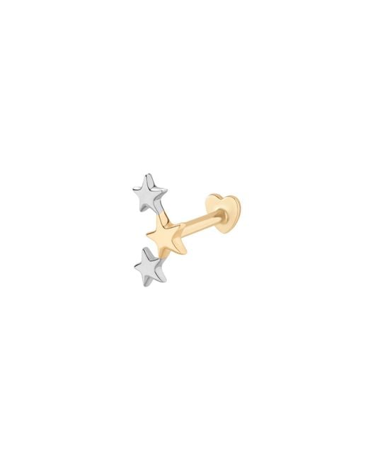 Vanhi Metallic 14K Solid Mixed Star Cluster Flat Back Stud