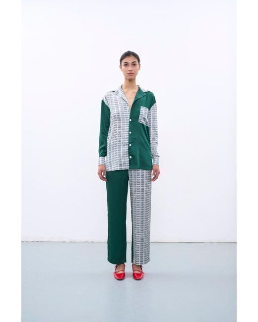 Studio Afuera Green Forest Printed Silk Shirt