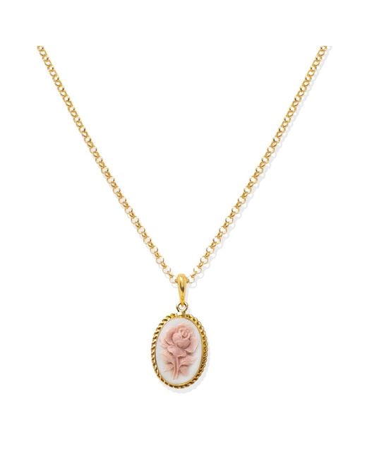 Vintouch Italy Metallic Plated Rose Cameo Necklace