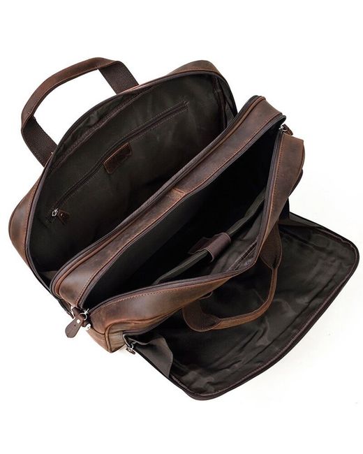 Touri Brown Genuine Leather Briefcase With Luggage Strap for men