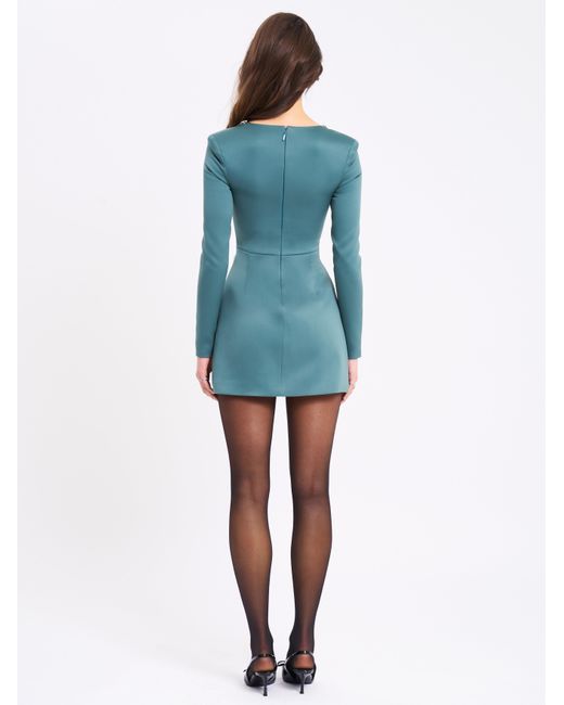 Miss Circle New York Blue Gabella Dark Long Sleeve A-Line Mini Dress With Crystal Trim