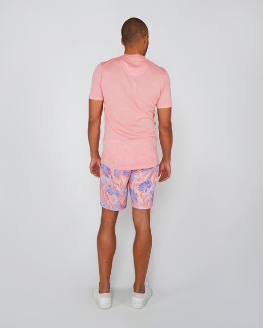 Lords of Harlech Pink Cassius Merino Jersey Crew Neck Shirt for men