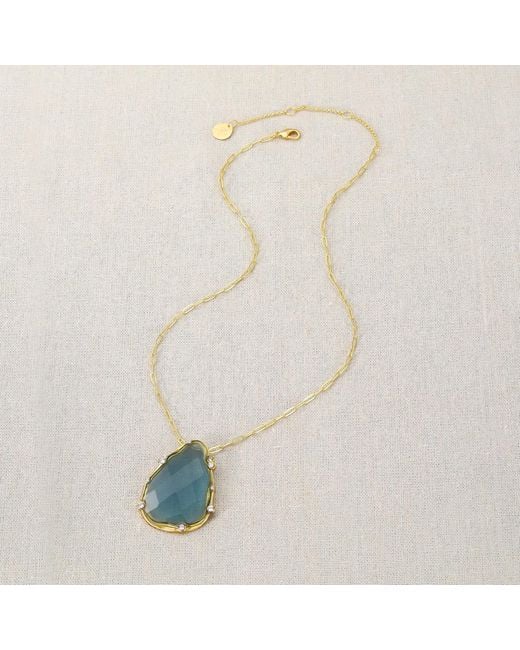 Rare Matters Jewelry Blue Gemstone Teardrop Necklace