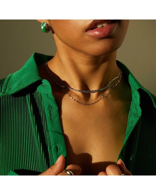 Bermuda Watch Company Metallic Annie Apple Reina Sterling Silver Double Chain Necklace