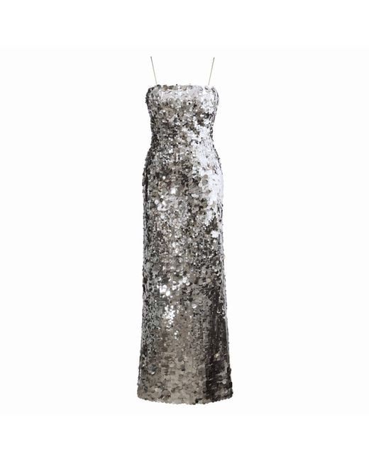 Gushka Gray Moonlit Sequined Gown
