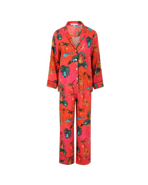 Gg PYJAMAS Red Aloha Long Pajama Set