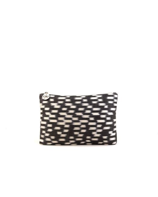 SJW BAGS LONDON Black Aquila Ikat Clutch Bag