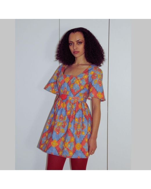 Couture to Your Door Blue Mini Geometric Patricia Skater Dress