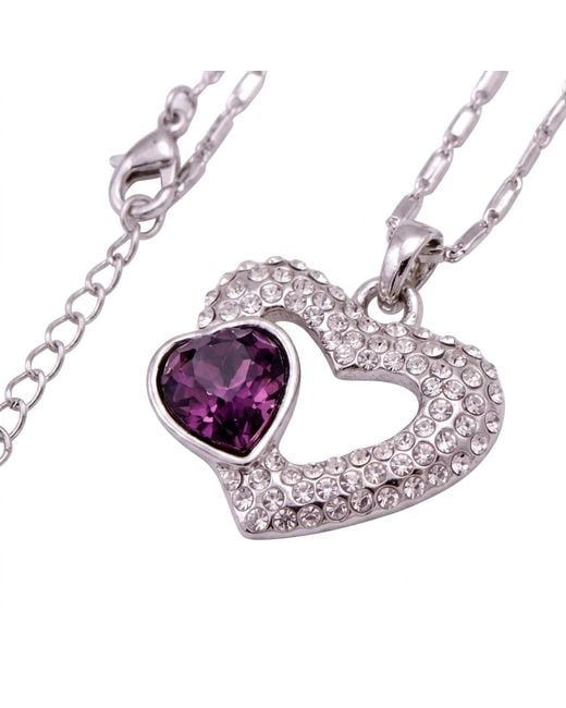 Modenaire White Double Heart Crystal Pendant Necklace