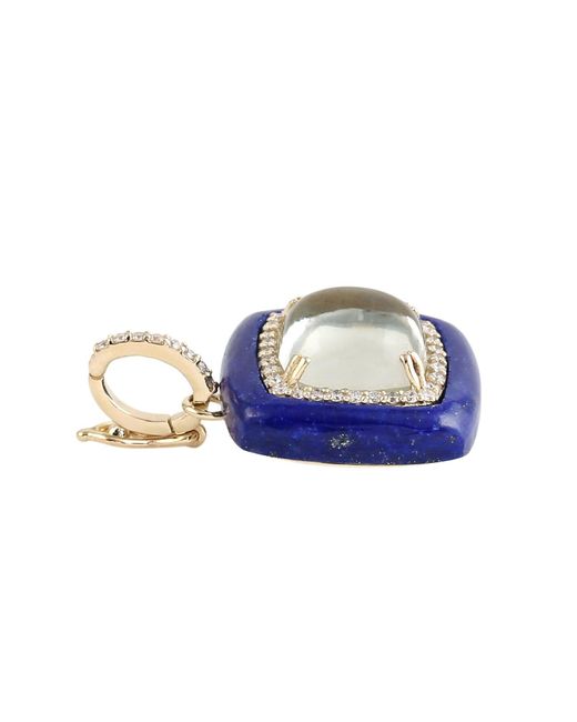 Artisan Blue 14K Lapis & Amethyst Diamond Halo Pendant