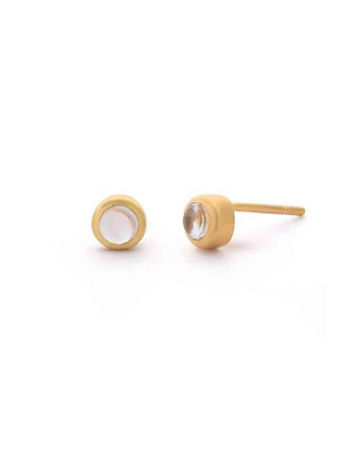 Nellou Jewellery Metallic Neutrals Crystal Gem Dot April Birthstone Earrings Plated Sterling