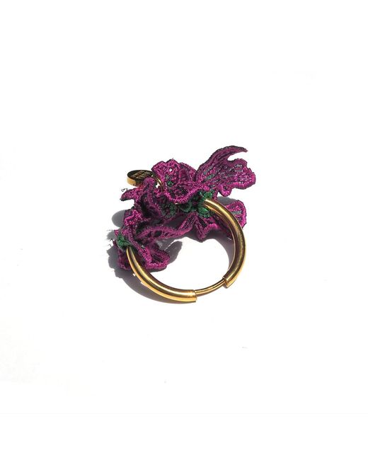 Nana Watanabe Purple Swell Wave-Inspired Embroidered Earrings