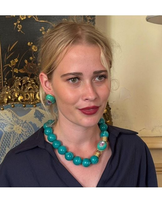 Michael Nash Jewelry Green Stephanie Malachite Resin Pierced Earring With Glass Stone