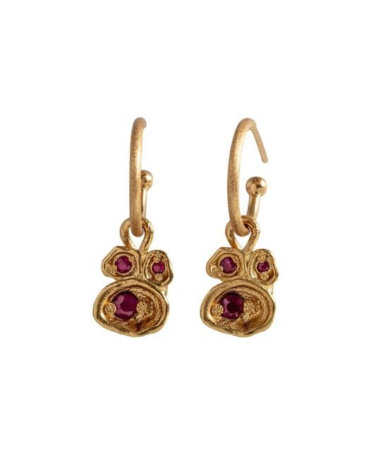 Claire Hill Designs Metallic Ruby Lichen Hoop Earrings