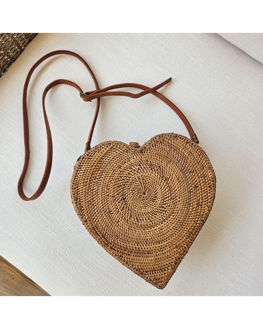 OhSun Women's Brown Faith Rattan & Leather Crossbody