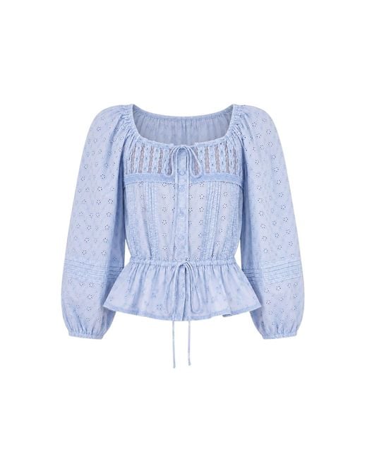 Rose & Nancy Blue Dee Washed Embroidery Cotton Top