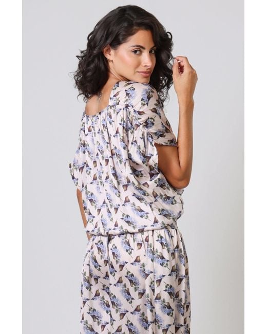 Traffic People Multicolor Neutrals Hummingbird And Bird Print Whispers Cropped Top