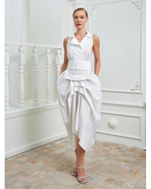 Lumina Eligma White The Tuxedo Dress