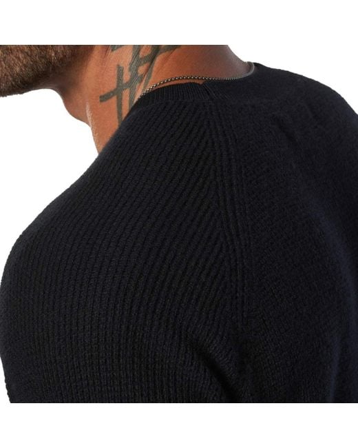 Weston Jon Boucher Black Valen Waffle Knit Cashmere And Wool Fitted Lightweight Sweater for men