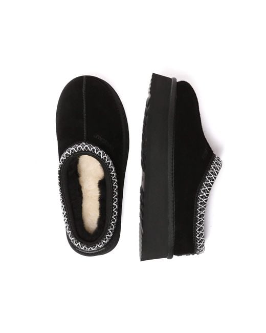 EverAu Australia Black Wonga Leather Slippers