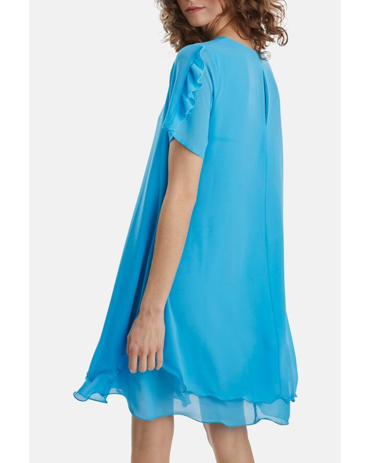 James Lakeland Blue Short Sleeve Wave Hem Dress
