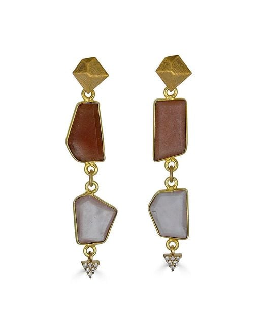 Loni Paul Jewelry Metallic Peach Moonstone & Rose Quartz Earrings