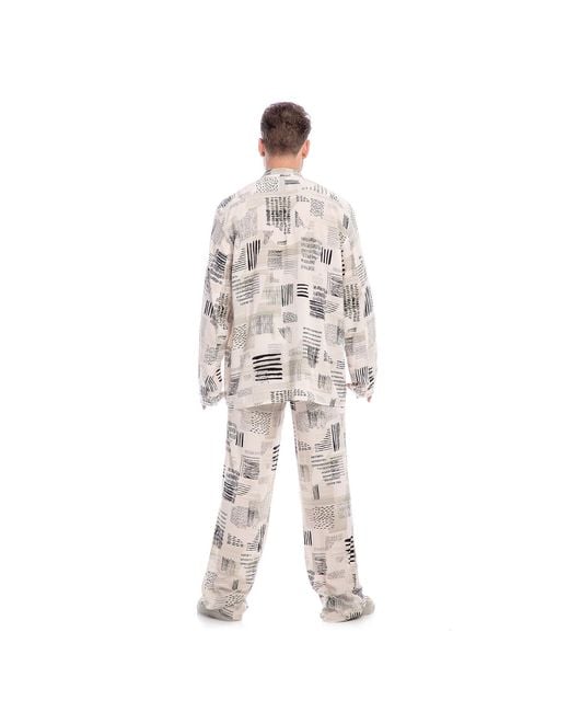Maison Bogomil Gray Wide Leg Pants With Graphic Print for men