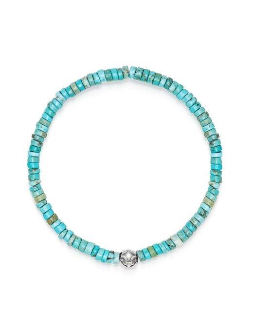 Nialaya Blue Wristband With Heishi Beads for men