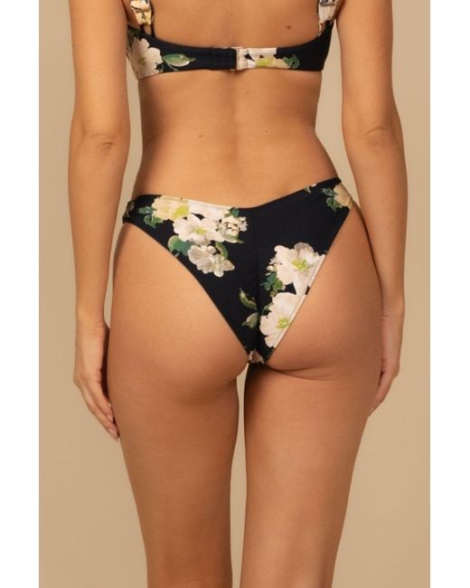 Montce Black Liz Floral Lulu Zig-Zag Stitch Bikini Bottom