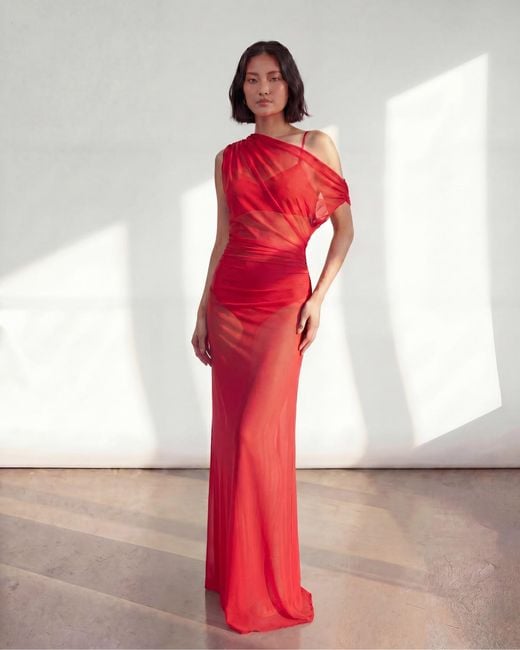 Alia Studio Red Caresse Maxi Gown Dress