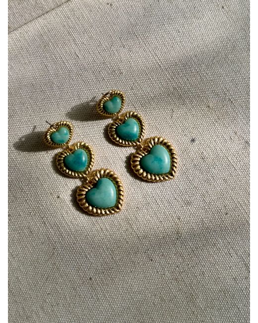 Laura Gray White Sloan Triple Heart Earrings